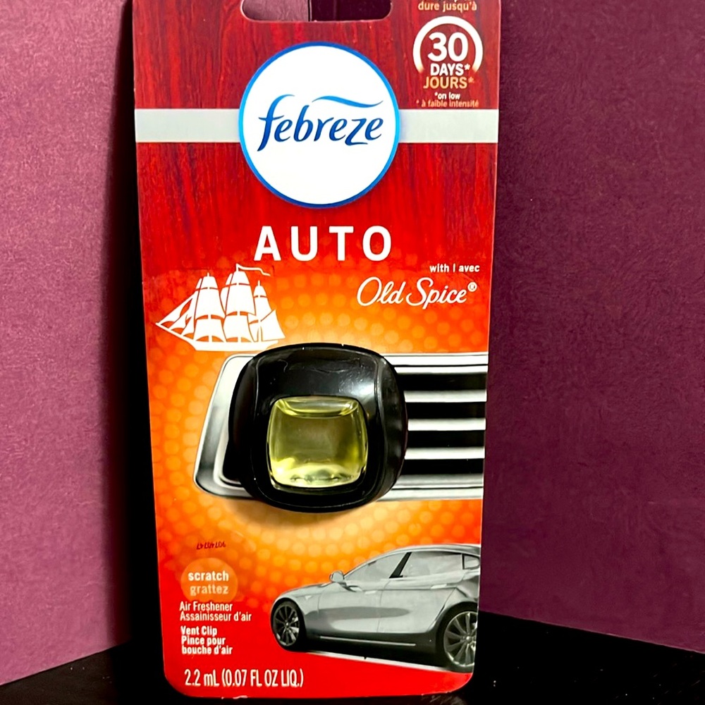 Febreze Auto Car Clips Old Spice, New last up to 30 days